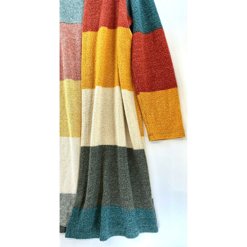 Open Front Colorblock Longline Duster Cardigan Sz S Boho Artsy Cozy Y2K - Picture 6 of 11